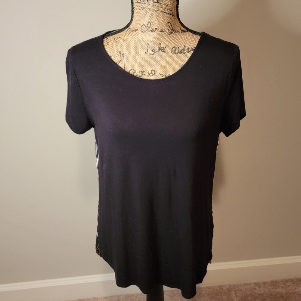 NWOT INC black and white plaid top